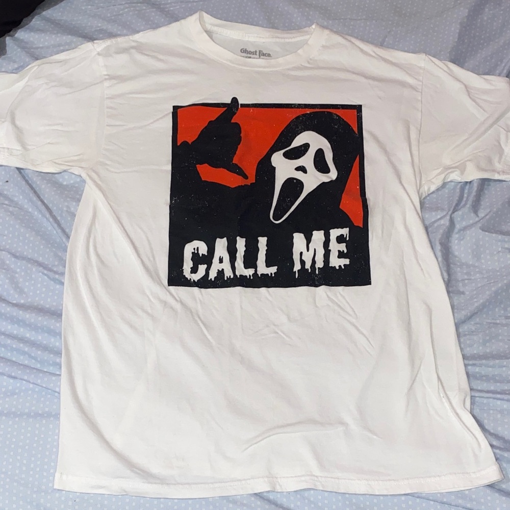 Hot Topic White 'Call Me' Graphic Tee